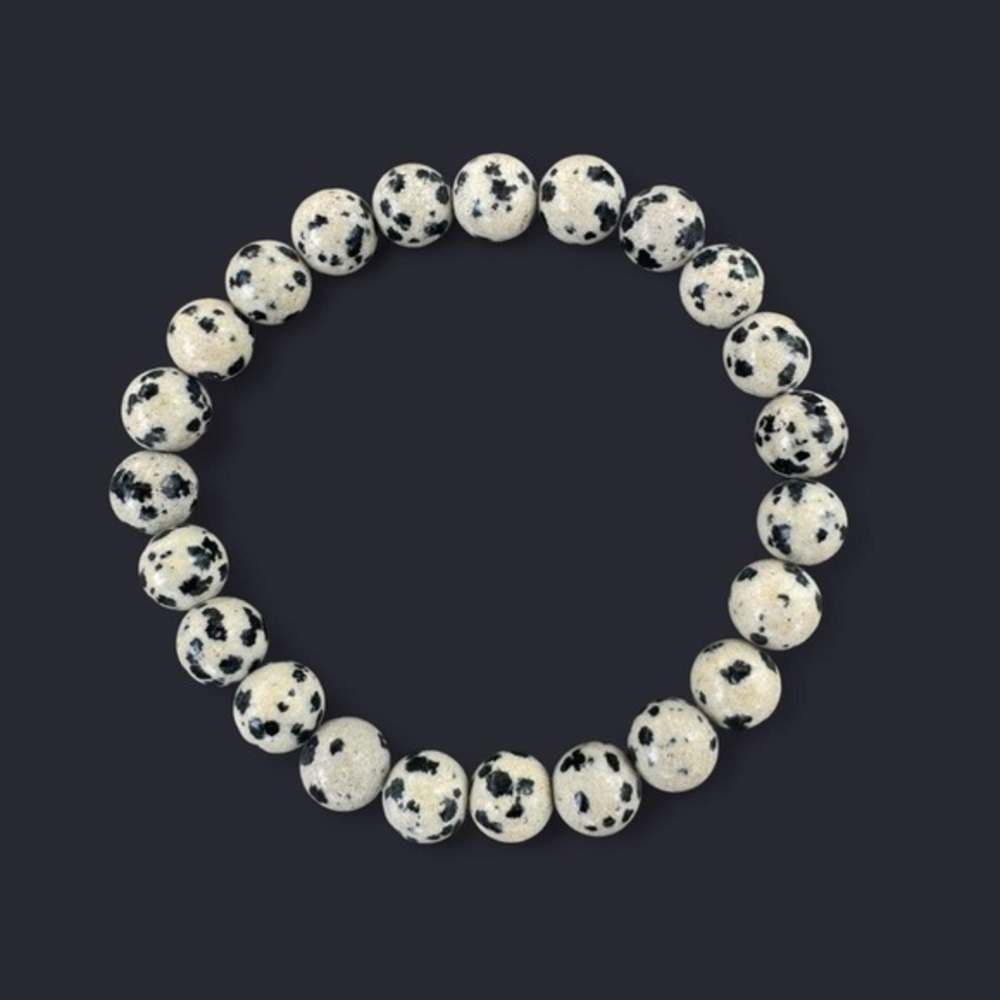 Dalmatian Jasper Gemstone Bead Bracelet 8mm